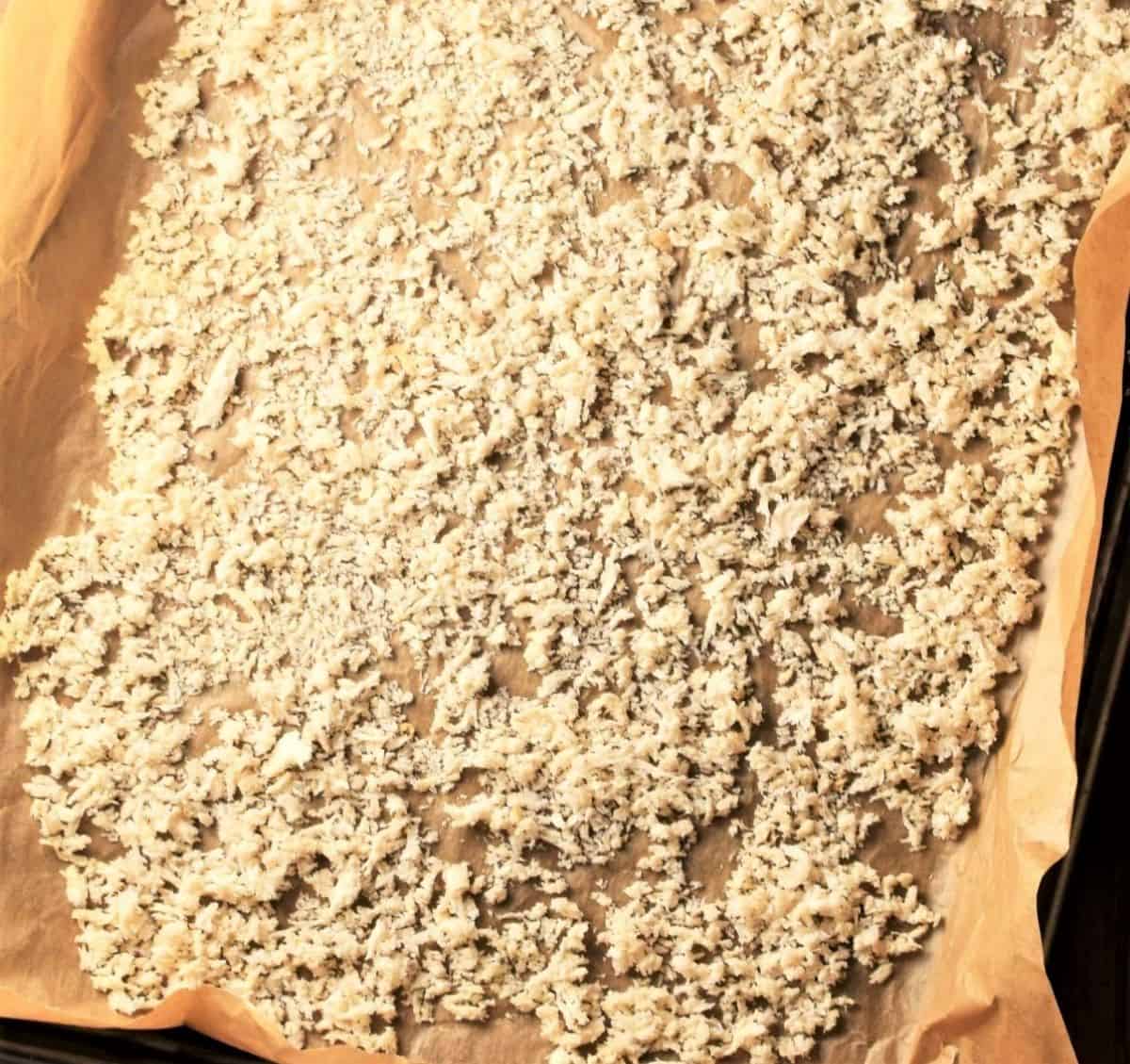 Panko breadcrumbs on top of parchment.