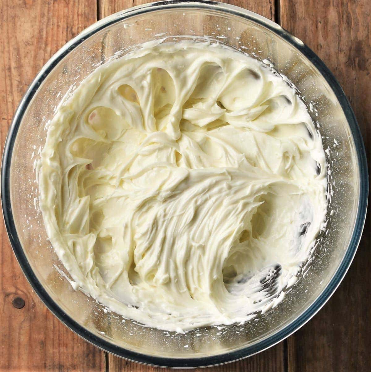 Creamy cheese mixture in bowl.