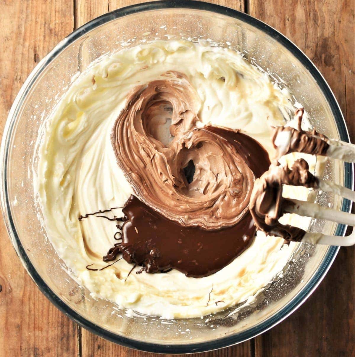 Cheese and chocolate mixture in bowl.