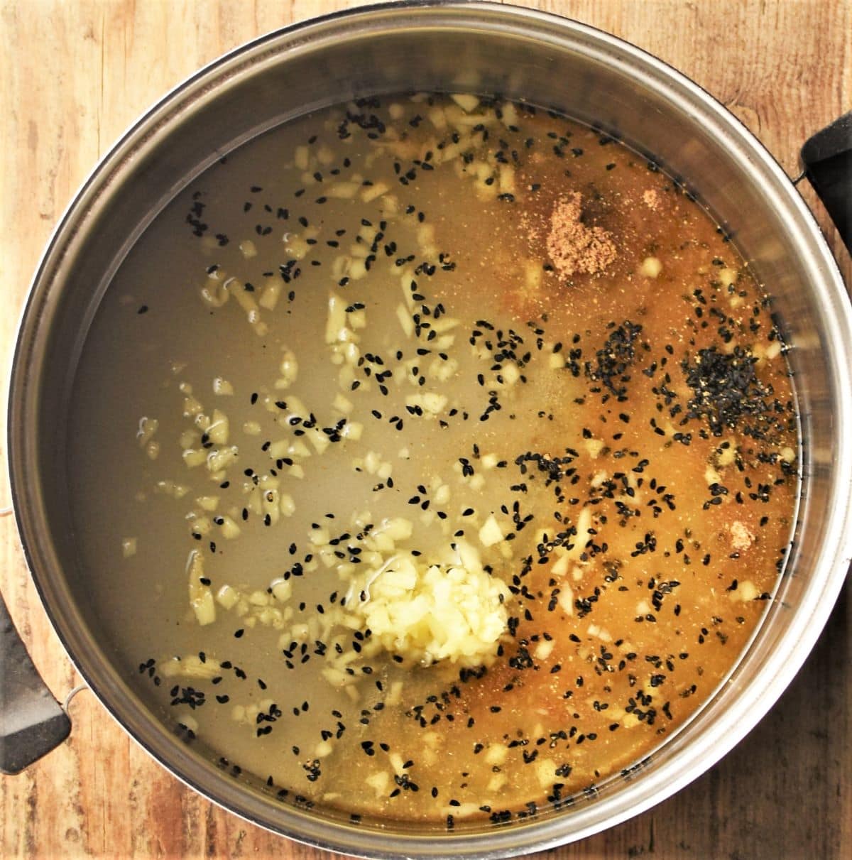 Chutney base mixture in pot.