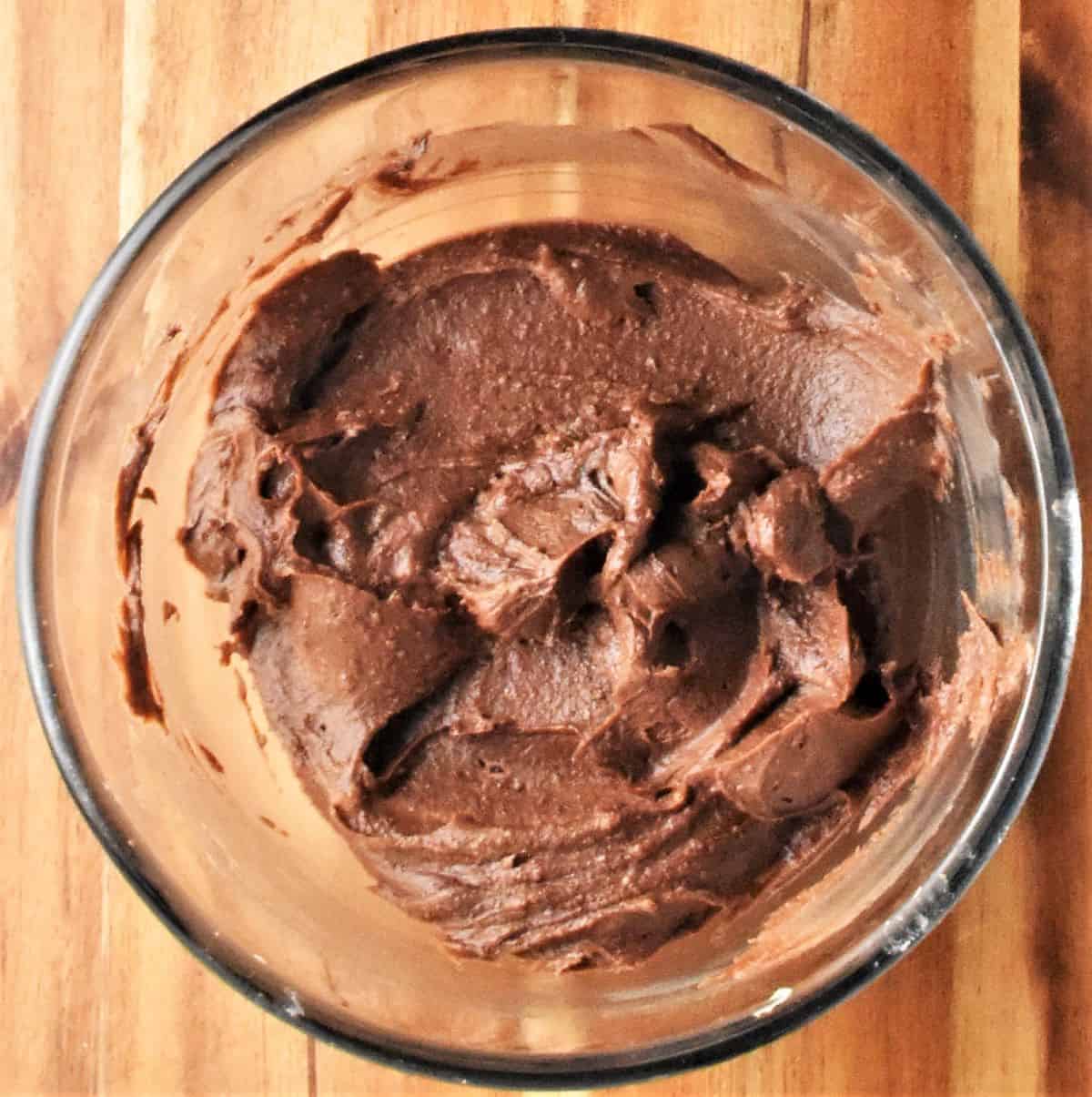 Christmas truffles filling mixture in glass bowl.