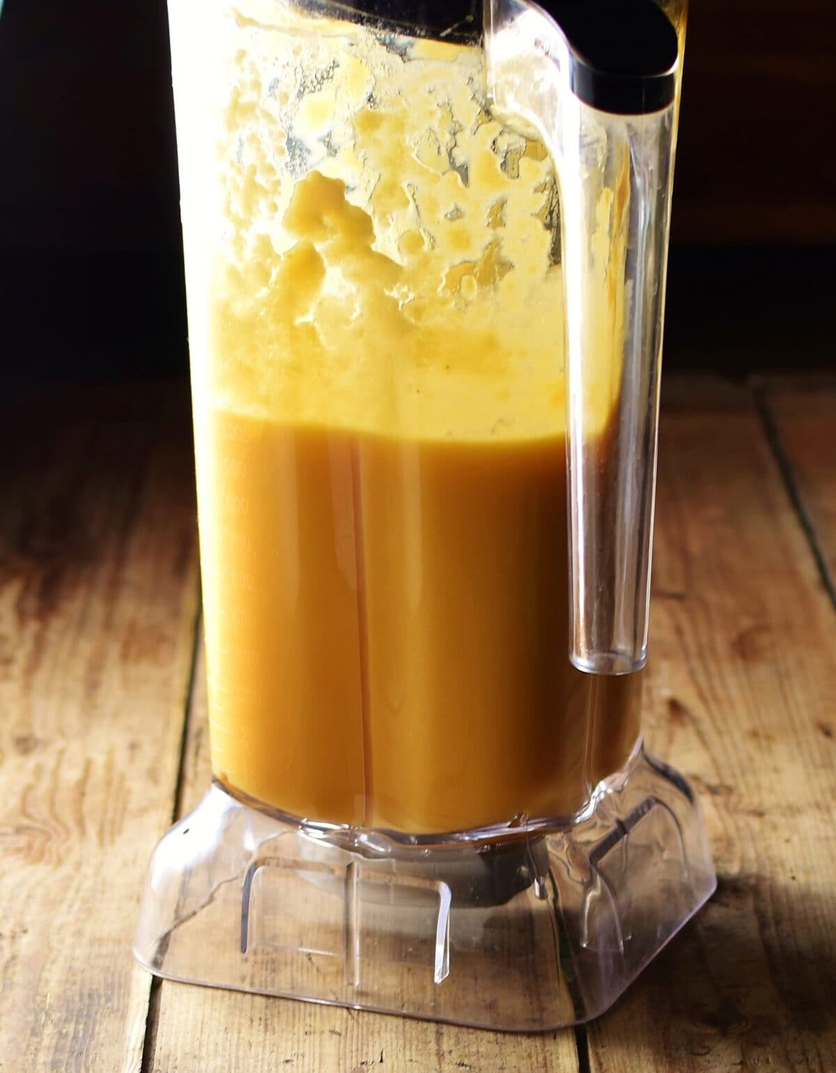 Sweet potato smoothie in blender.
