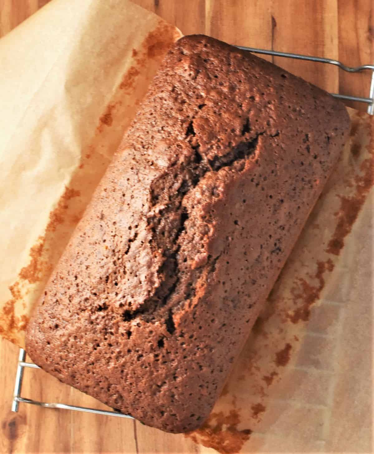 Top down view of Polish piernik on top of parchment.