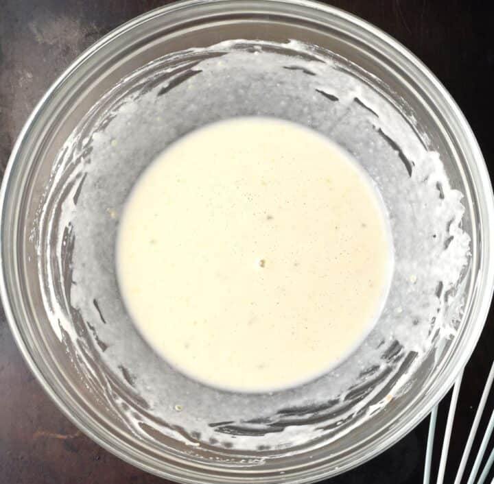 Top down view of sauce base in bowl.