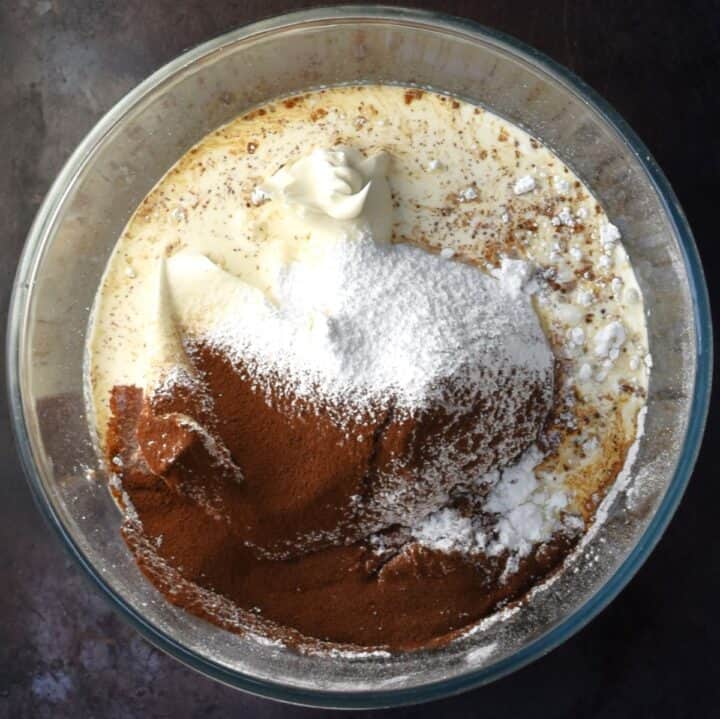 Frosting ingredients in bowl.